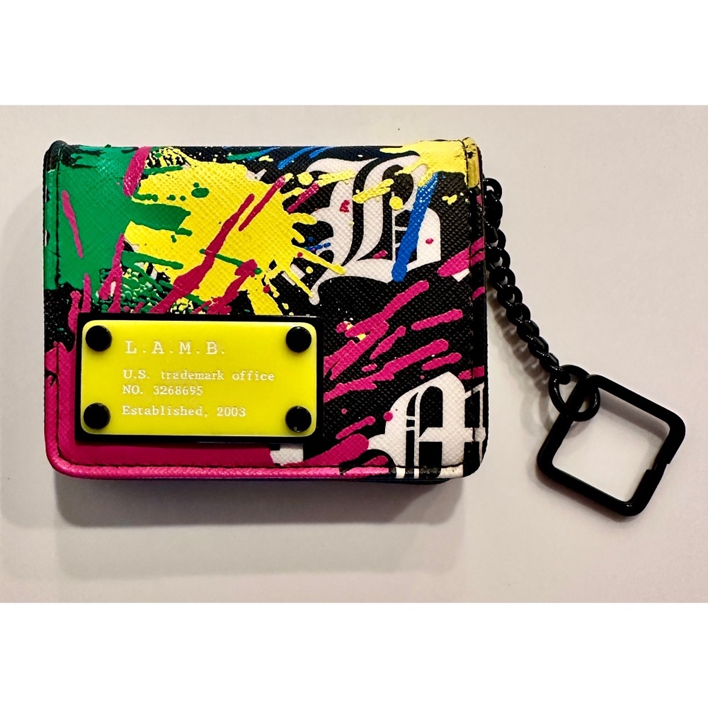 L.A.M.B. by Gwen Stefani paint splatter wallet